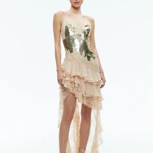 Alice & Olivia— Elegant pale gold Sequin Dress